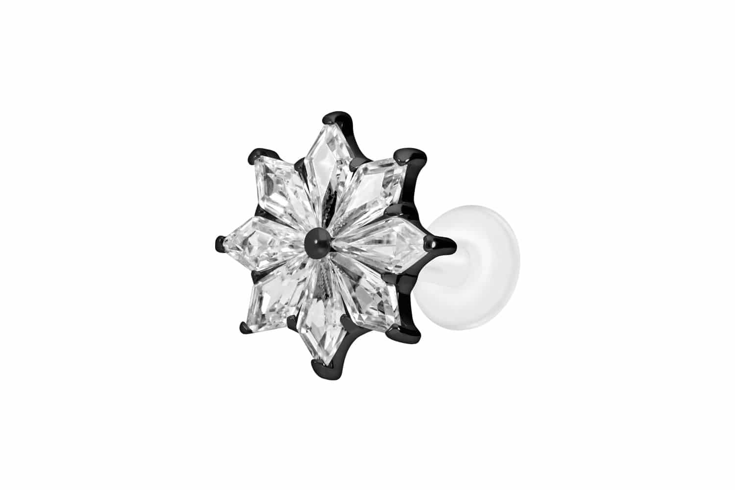 PTFE Labret Piercing mit Innengewinde + Titan-Aufsatz KRISTALLSTERN